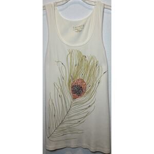 Lane Bryant Cacique Sleepwear Ivory Ribbed Tank with Rhinestones Size 26/28